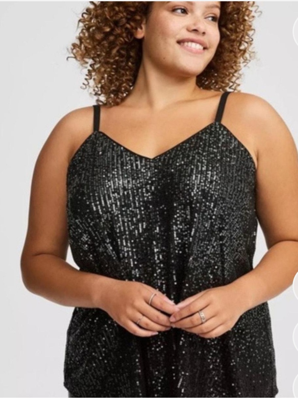 torrid Black Sequin Cami Tank - Sparkle V-Neck